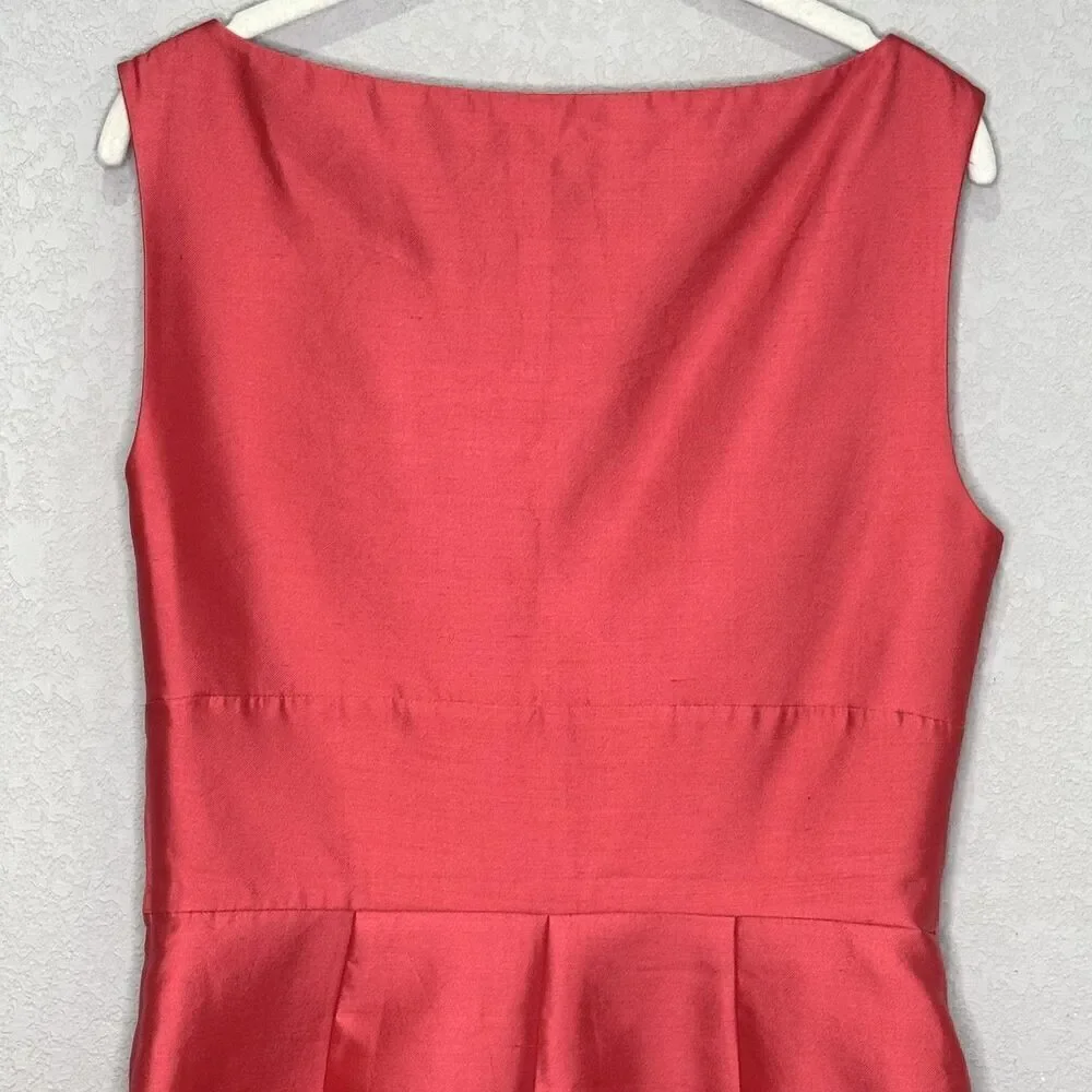 Kate Spade Mina Dress Size 8 Strawberry Silk Sleeveless Bow Waist Party Cocktail